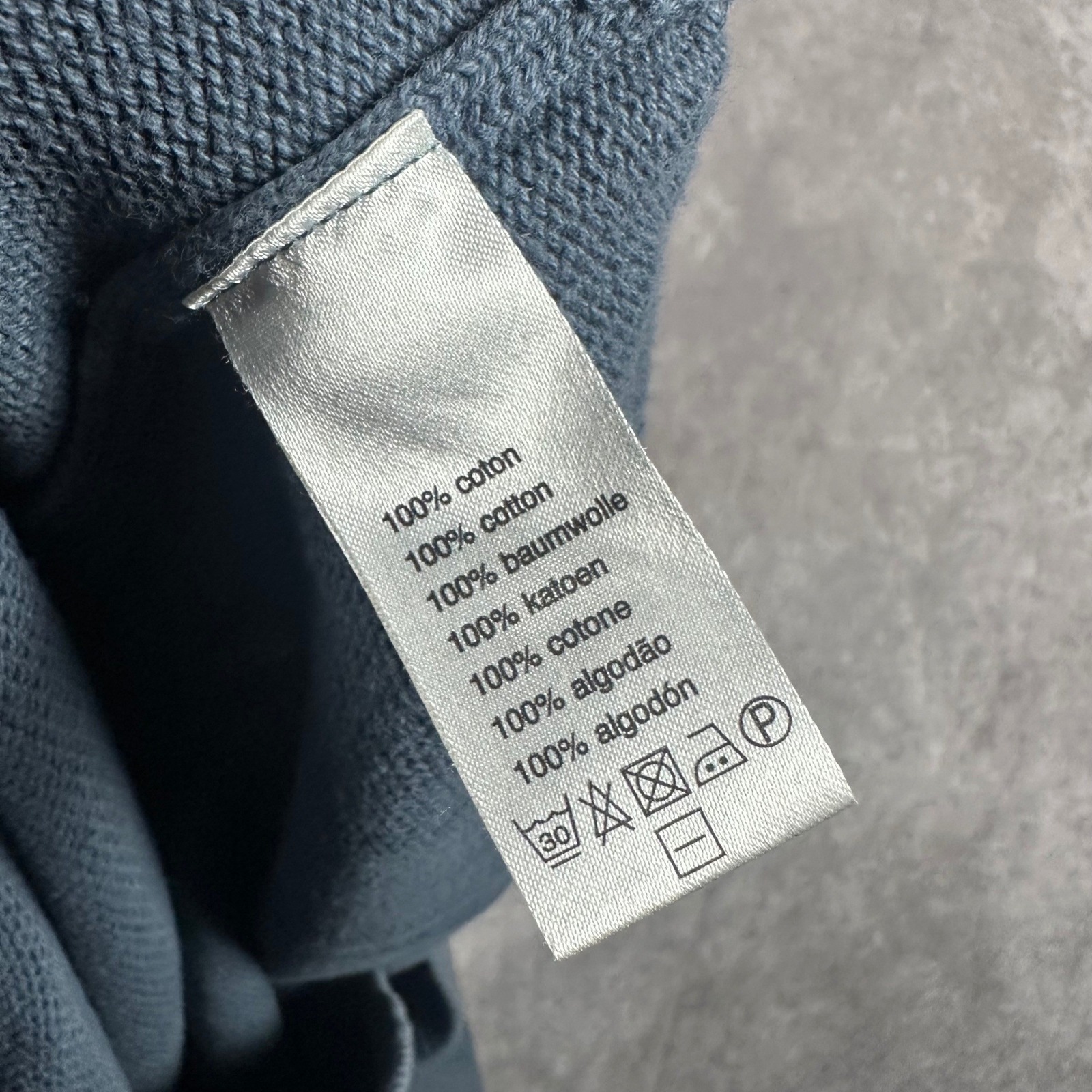 Lacoste Mens Vintage Washed Blue Quarter Zip Sweater Ribbed Size 6 L Preppy — image 7 of 8